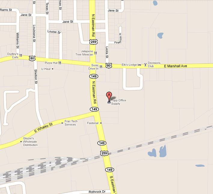 Map to Hi-Volt Specialties office at 440 North Eastman Road, Longview, TX